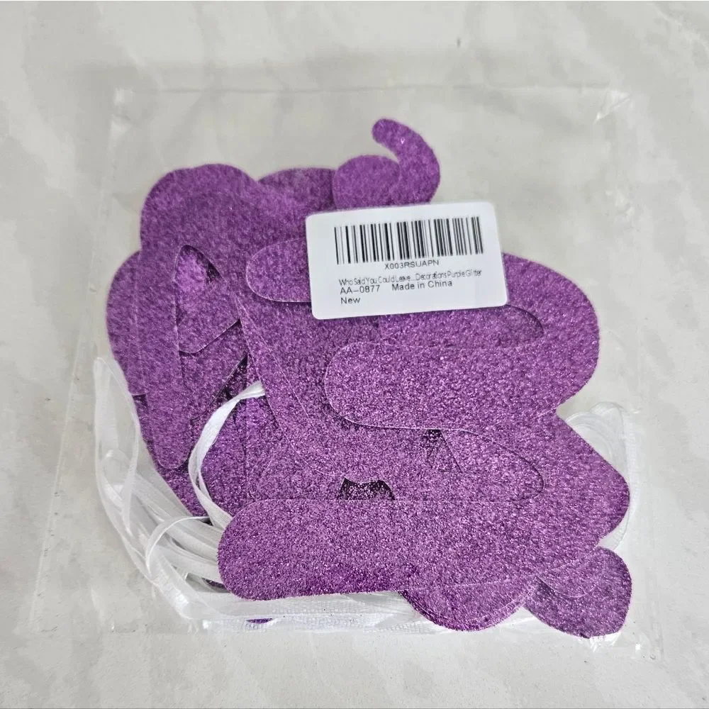 Who Said You Could Leave Purple Glitter Banner